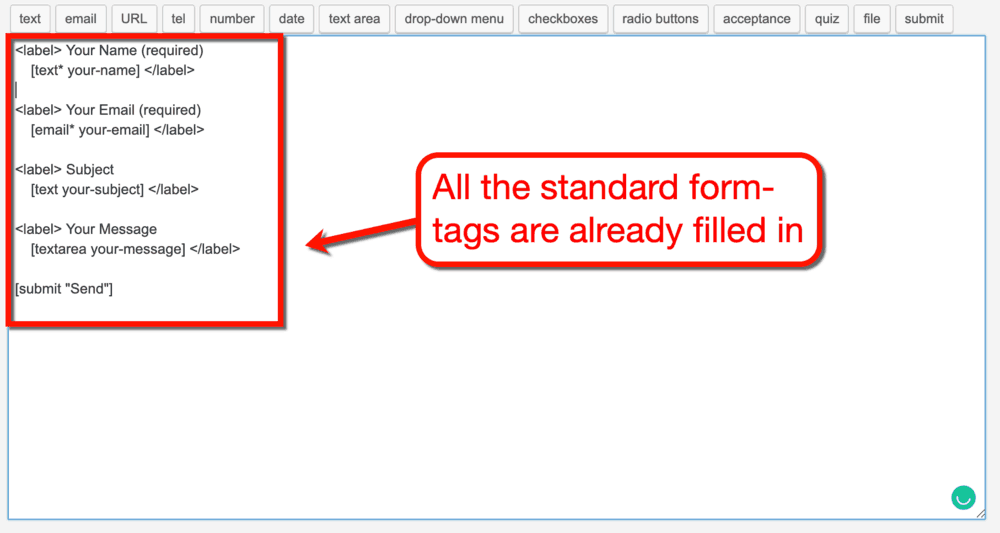 Contact Form 7 Default Template