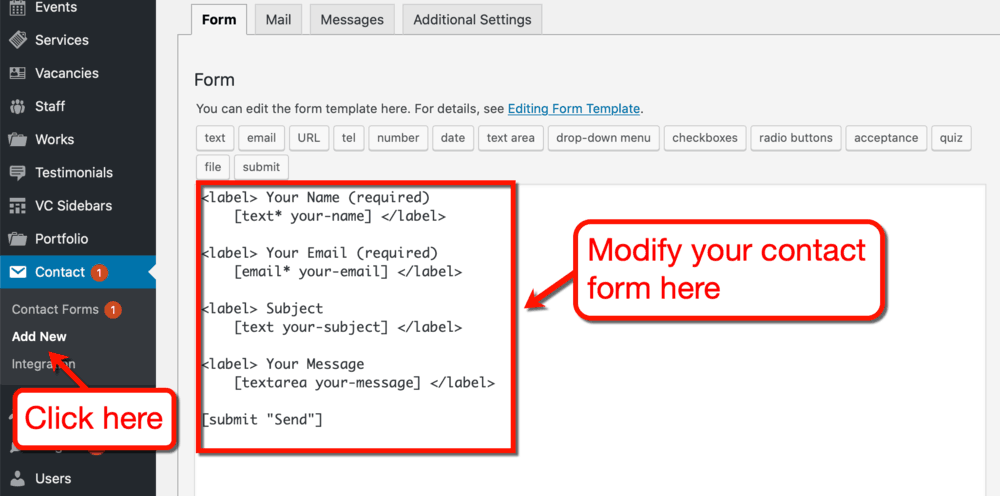 Contact Form 7 Settings Page