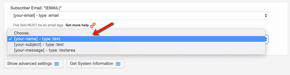Contact Form 7 MailChimp Your Name Form-Tag