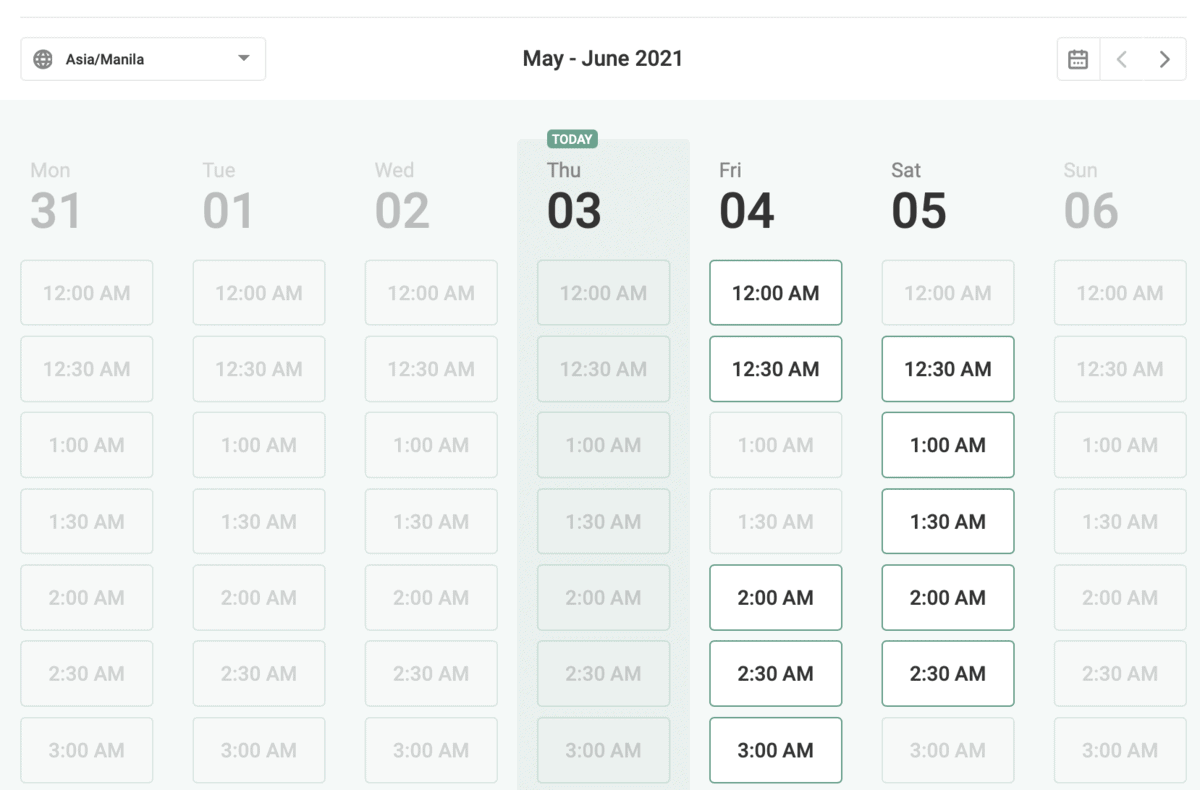 Content Refined Schedule Booking