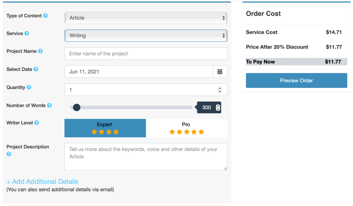 ContentAlpha Order Form