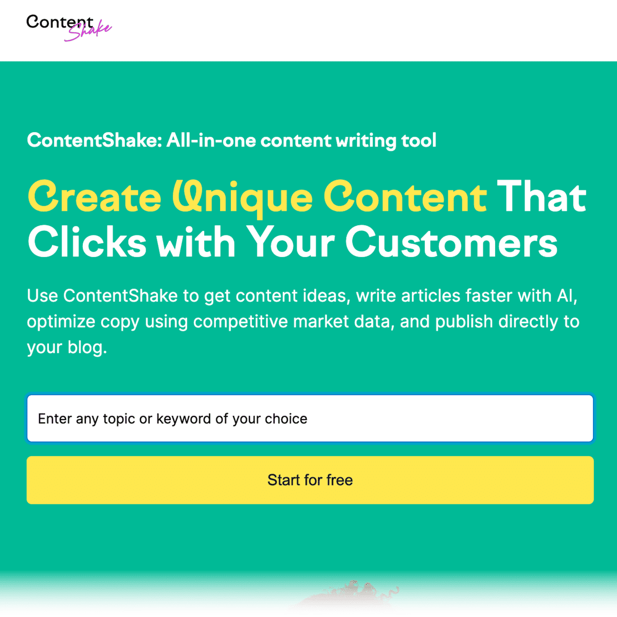 ContentShake landing page