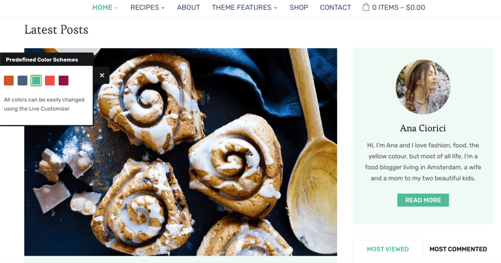 Cookely Predefined Color Schemes