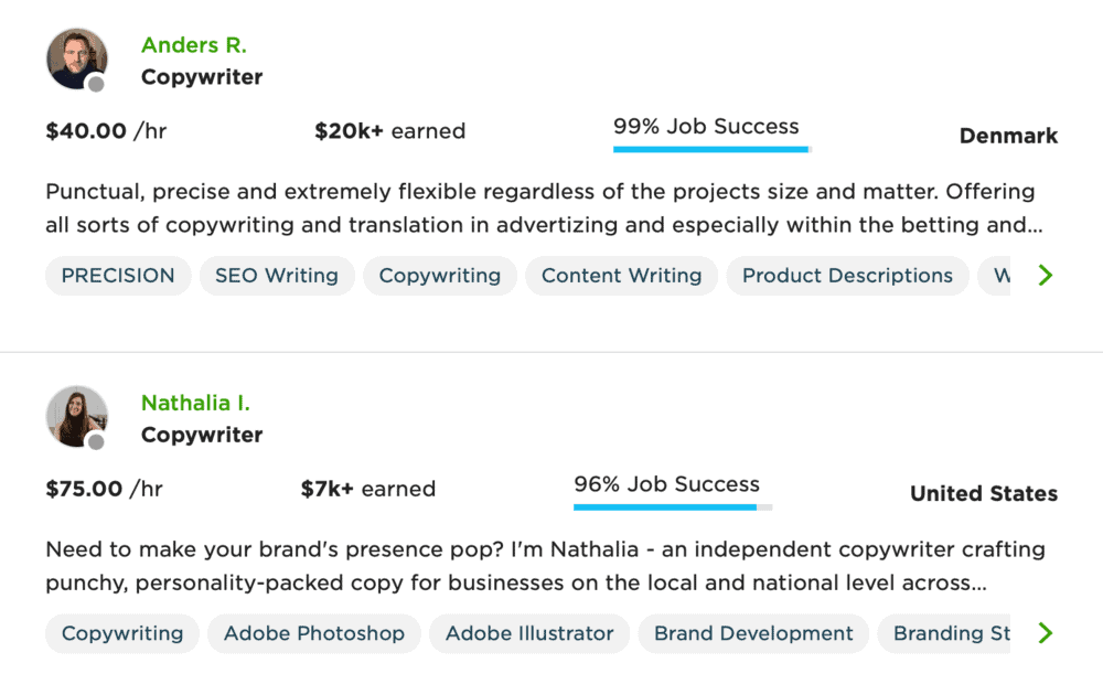 Copywriters for hire