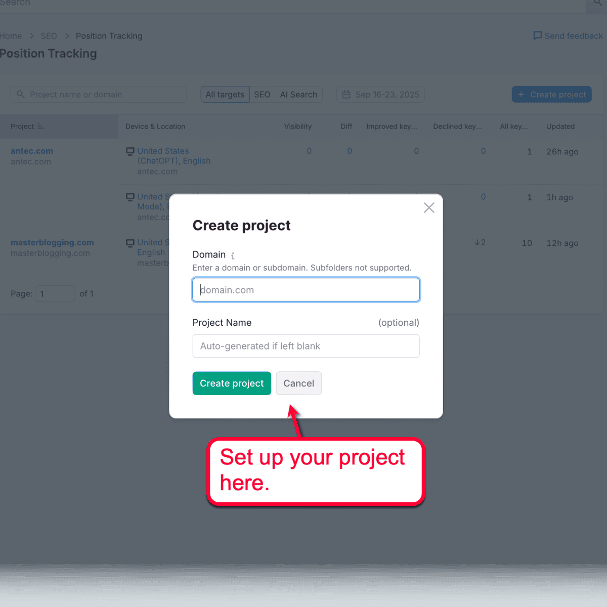 Create Project Form