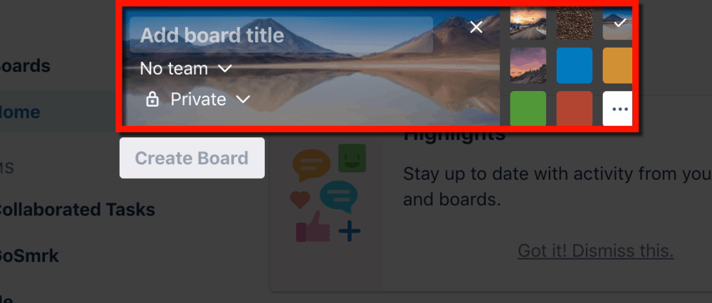Creating a new Trello board