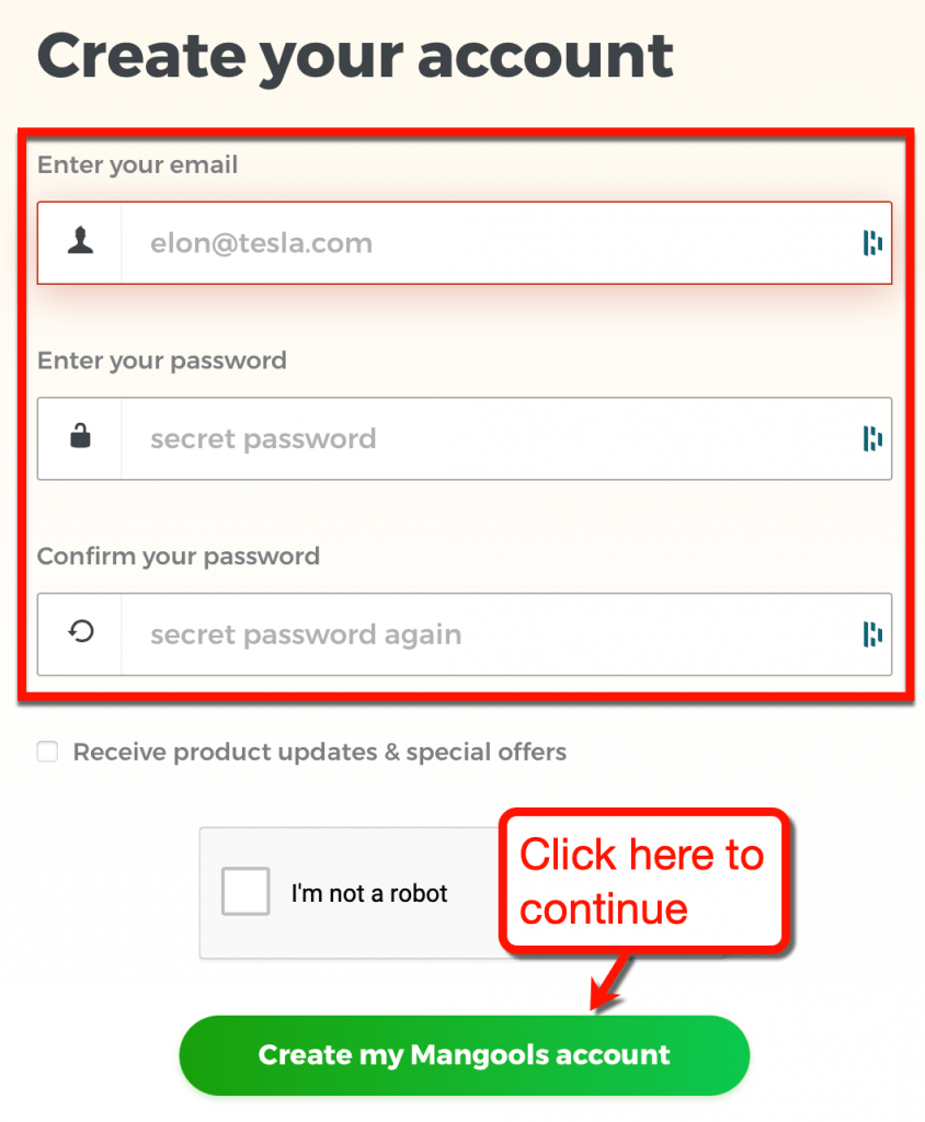 Mangools Registration Form