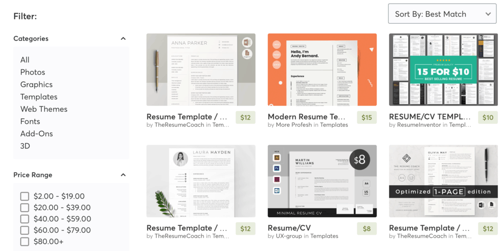 Resume Templates on Creative Market