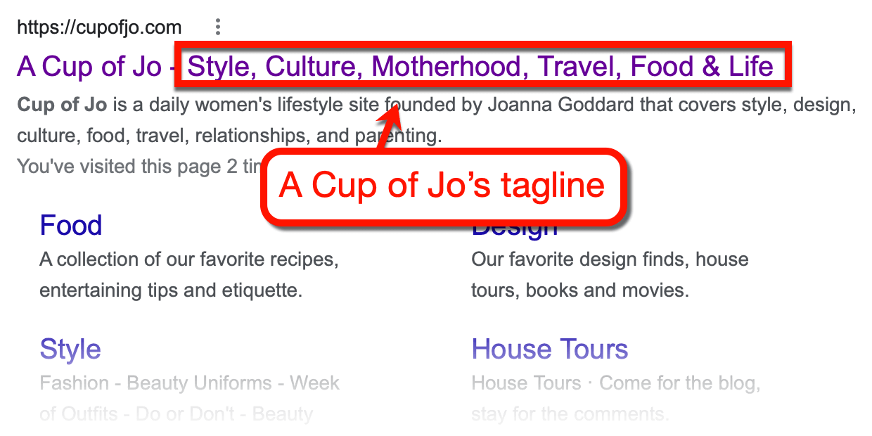 Cup of Jo Blog Tagline