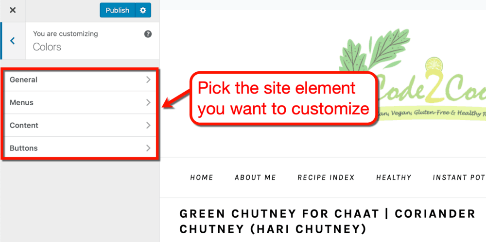 Theme Settings Customize Color