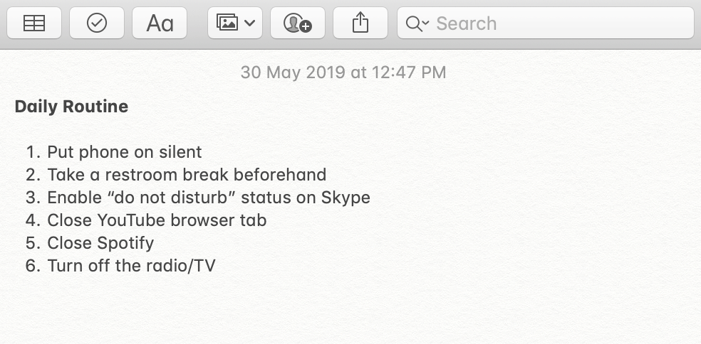 Daily Routine for Distractions