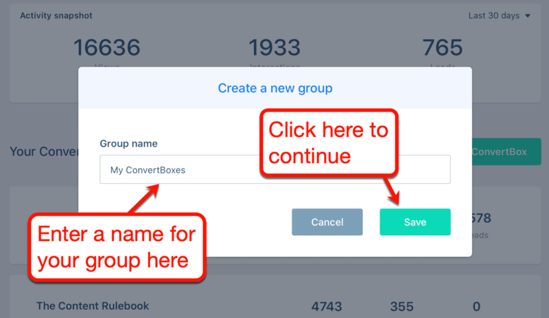 Creating a New ConvertBox Group