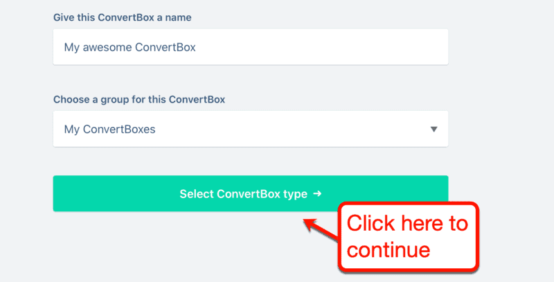 Selecting a ConvertBox Type
