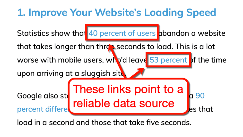 Links to credible sources