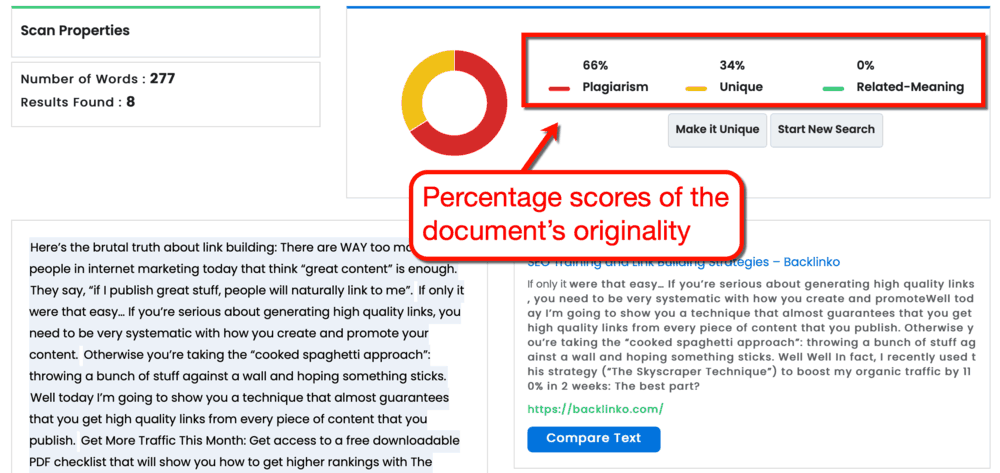 DupliChecker Results Page