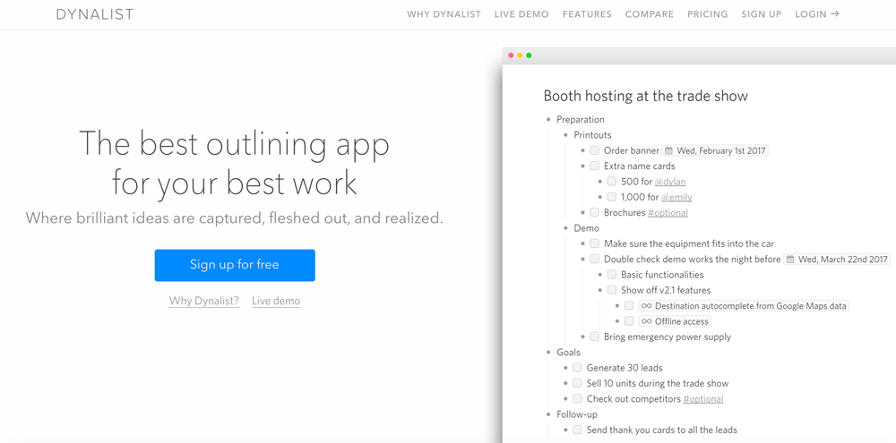 Dynalist Writing App For Bloggers