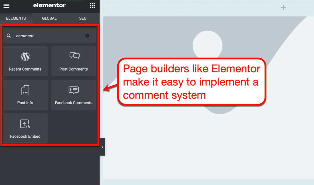 Elementor Comment Elements
