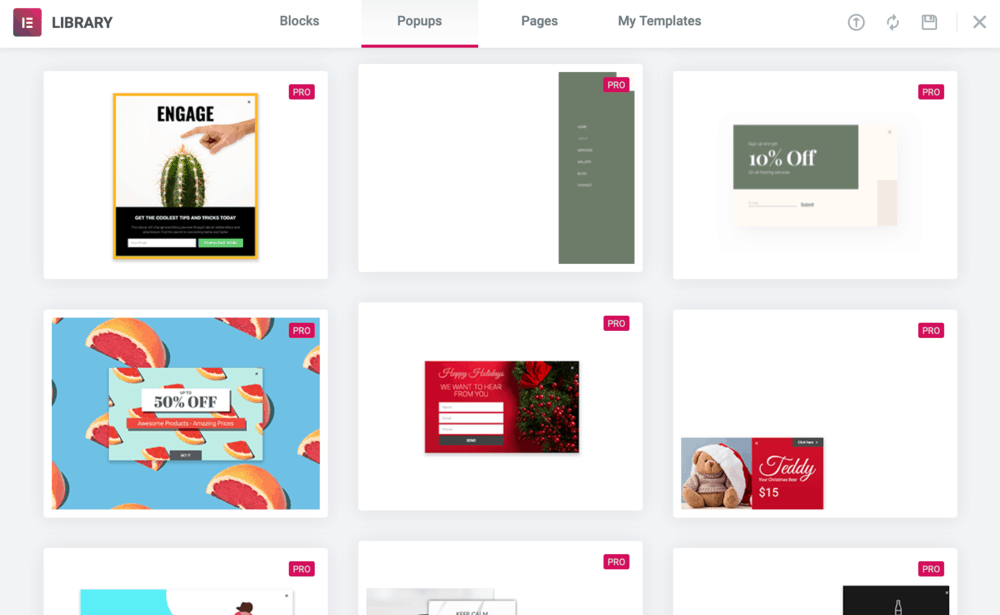 Elementor popup templates