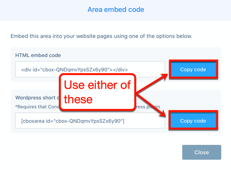 Area Embed Codes