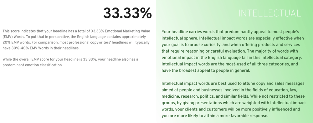 EMV Headline Analyzer Results