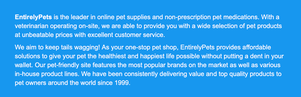 EntirelyPets about us section