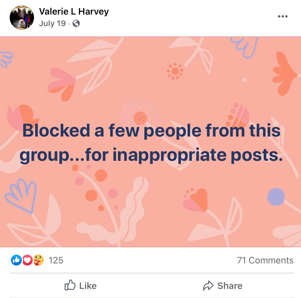 Admin post on Facebook group