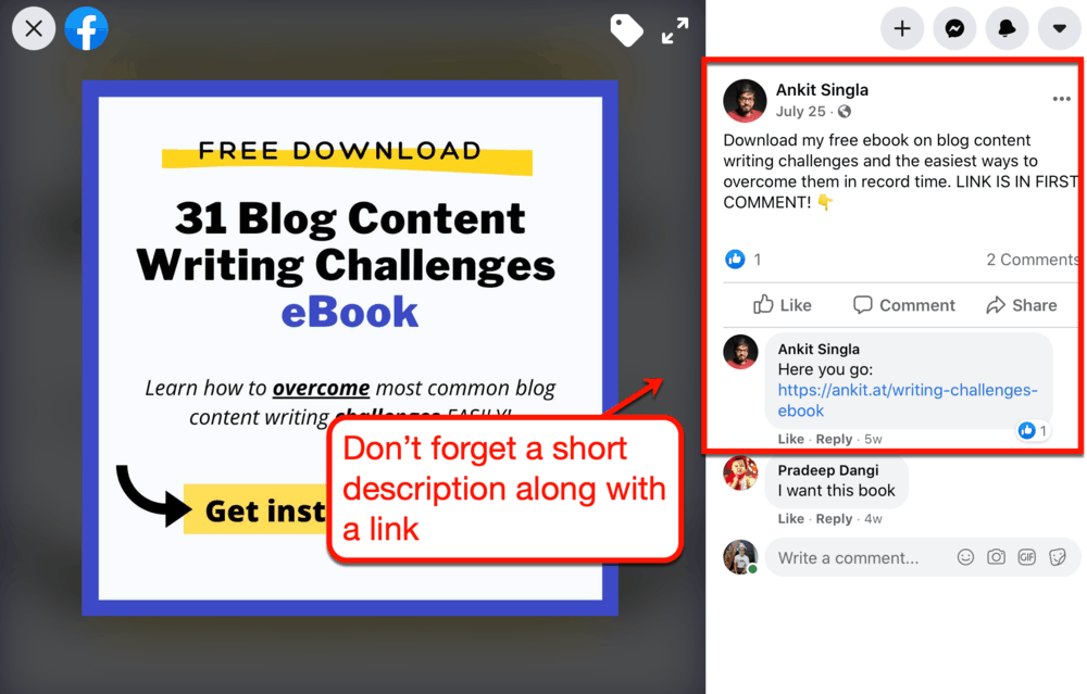 Facebook intro photo link