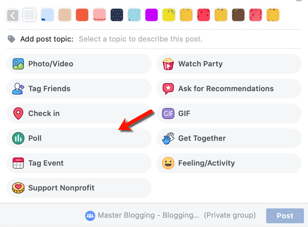 Facebook poll option
