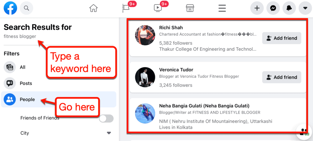 Looking for People on Facebook