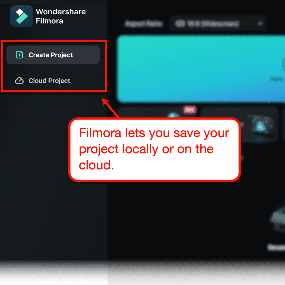 Filmora new project options
