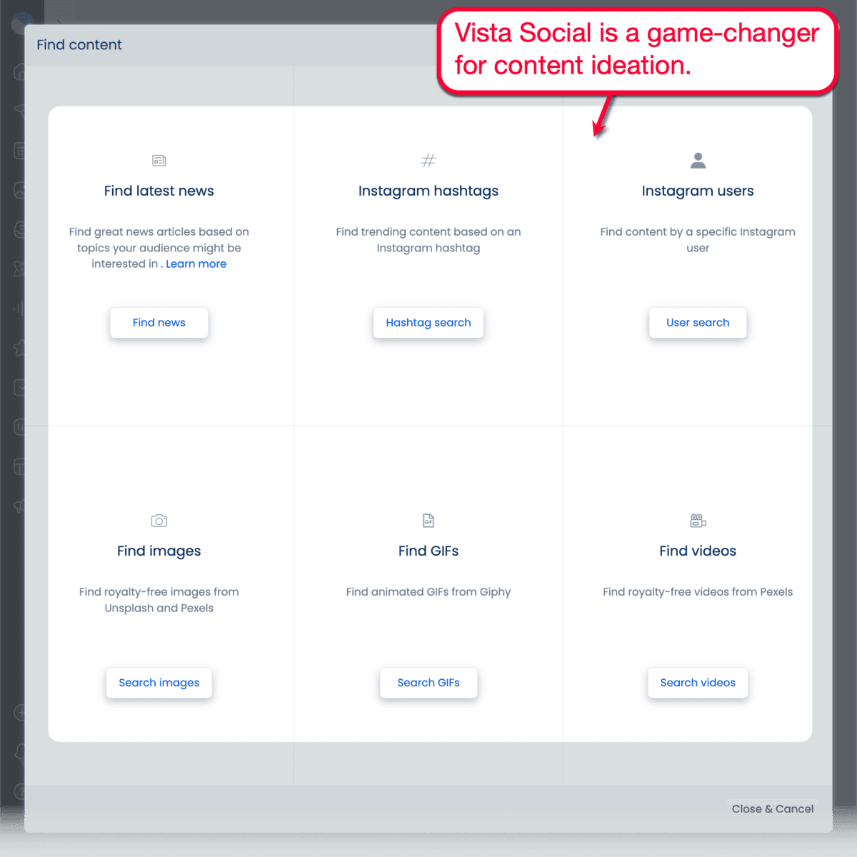 Vista Social Content Ideation Sources