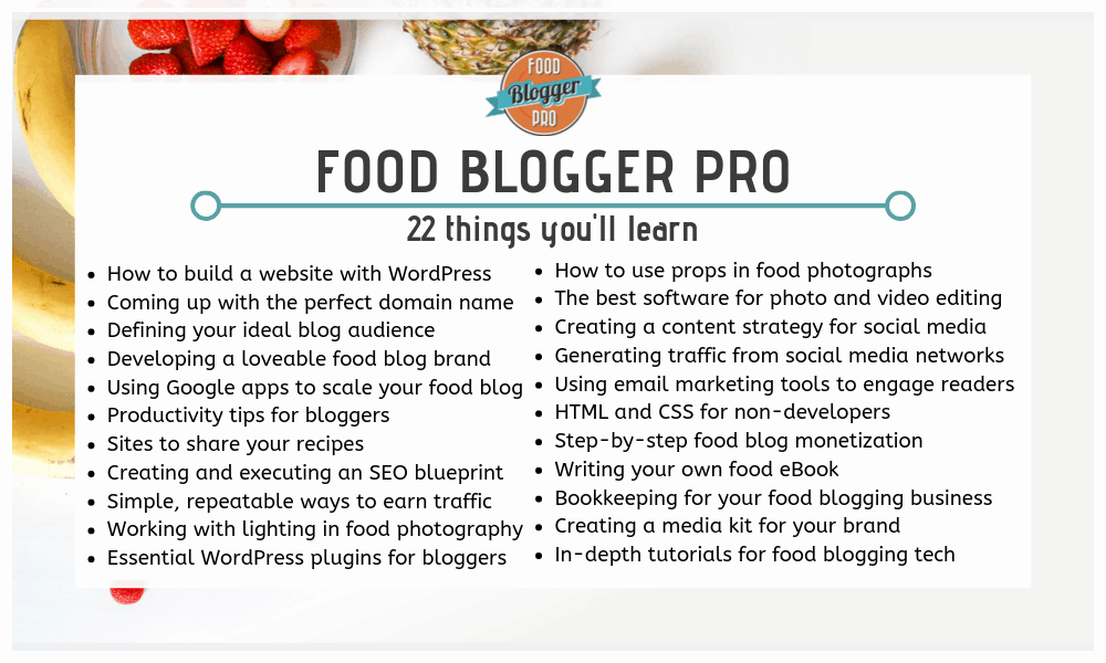 Food Blogger Pro Things You'll Learn