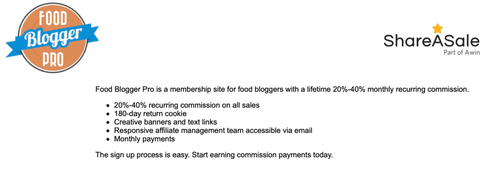 Food Blogger Pro Affiliate Program