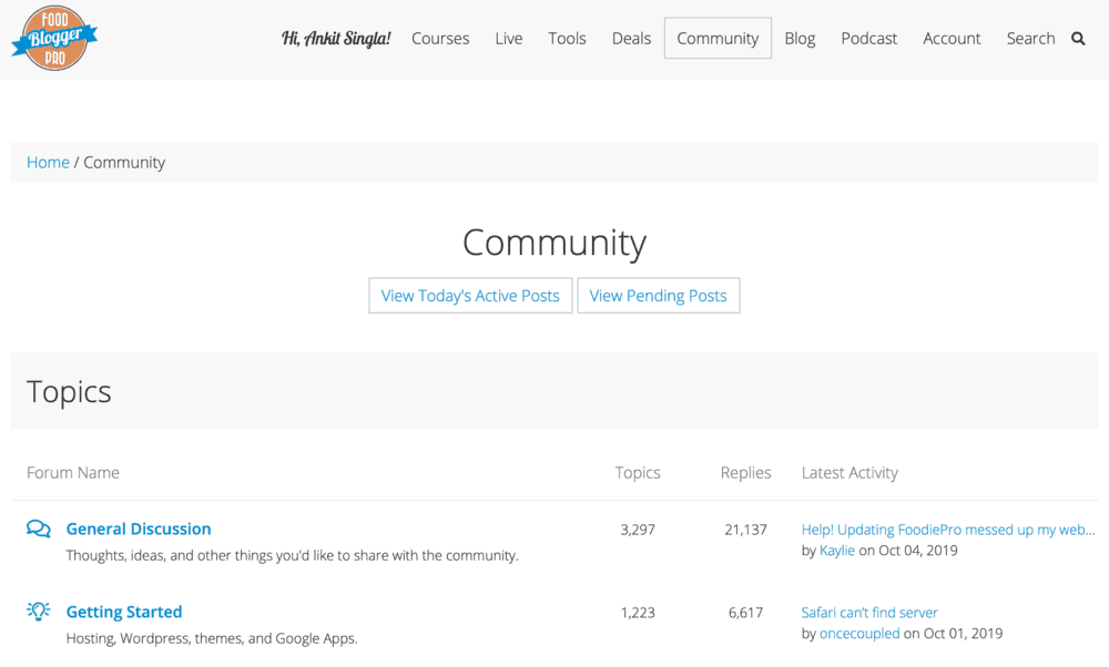 Food Blogger Pro Community Page