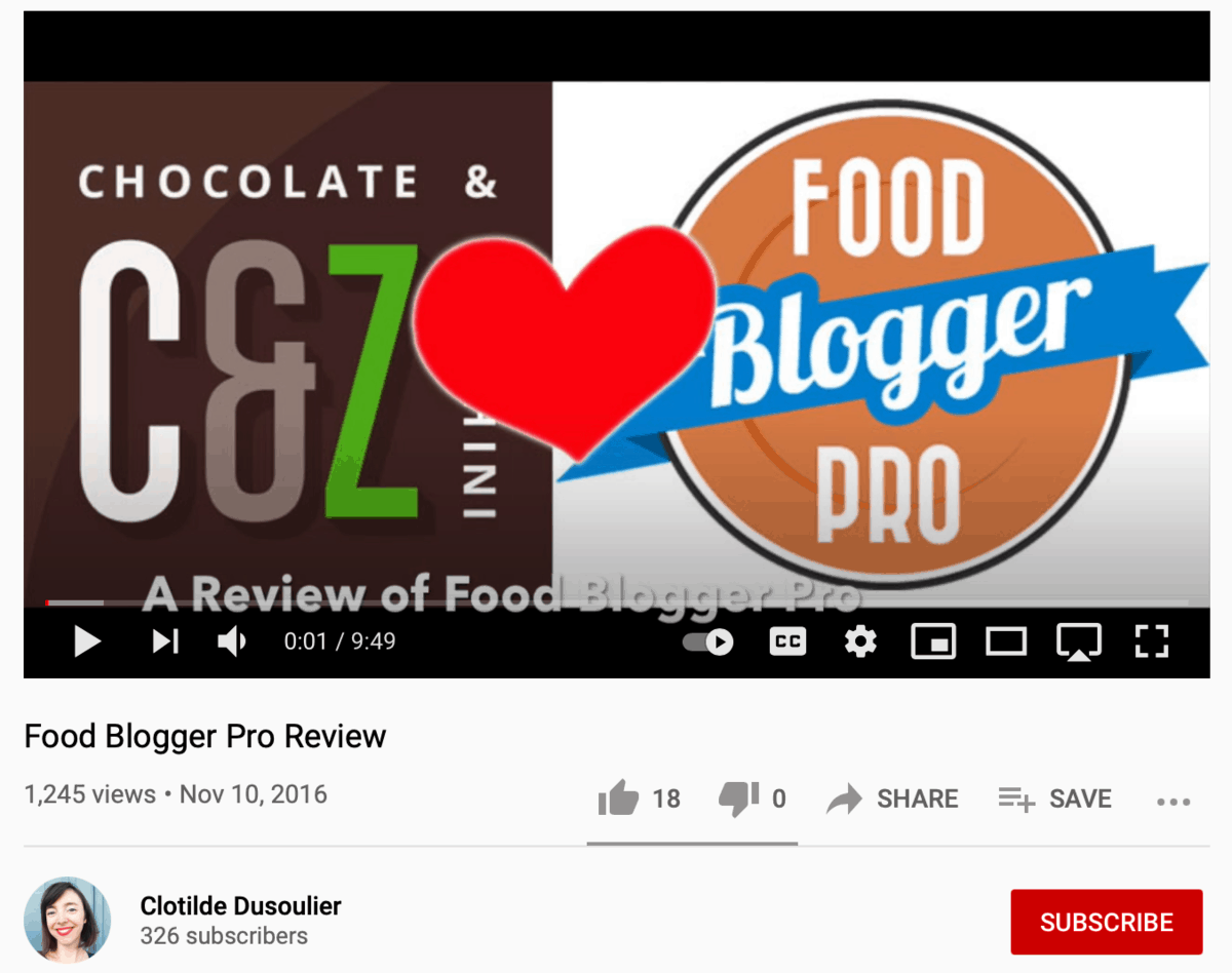 Food Blogger Pro Review on YouTube