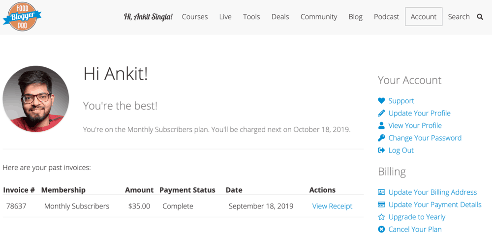 Food Blogger Pro User Interface