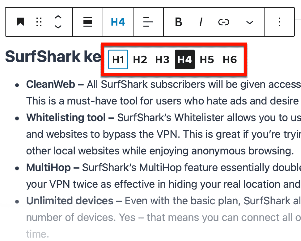 WordPress Formatting Options