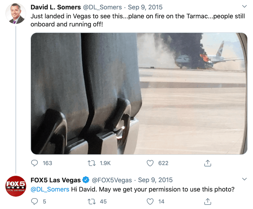 Fox 5 getting permission through Twitter