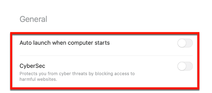 General Settings Top Options