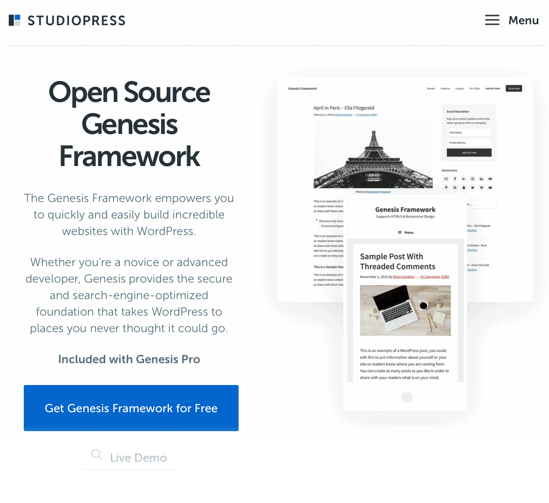 Genesis Framework by StudioPress