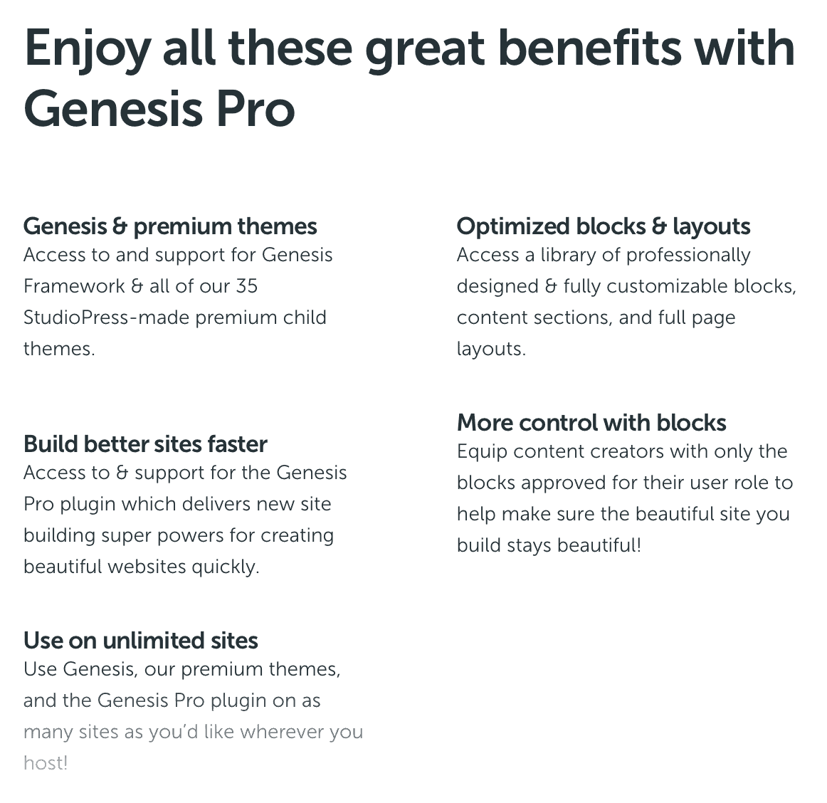 Genesis Pro Features