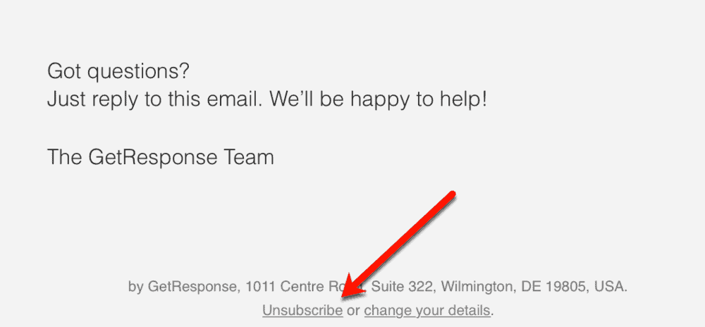 GetResponse Unsubscribe Link