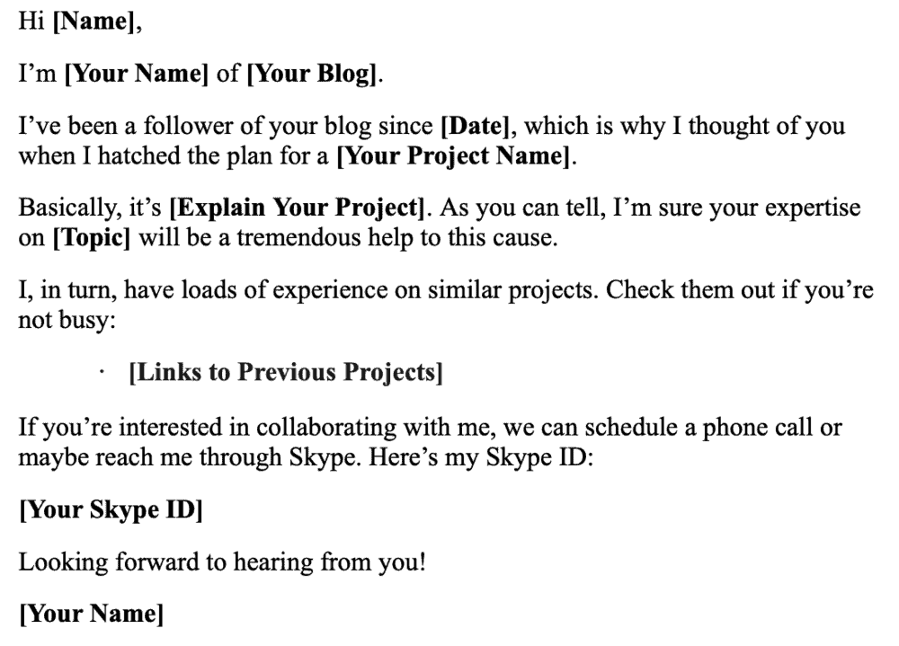 Email Template for Collaborative Project Pitch