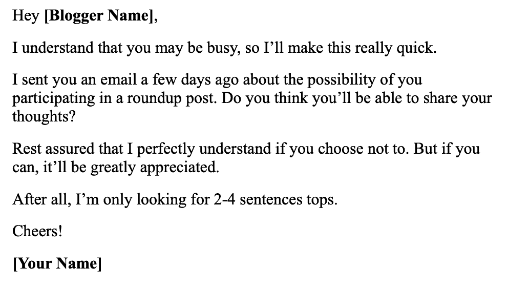 Email Template for Follow Ups