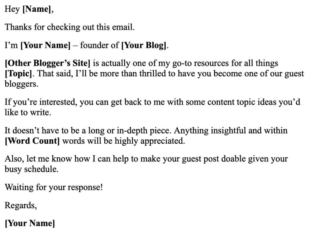 Guest Post Invitiation Email Template