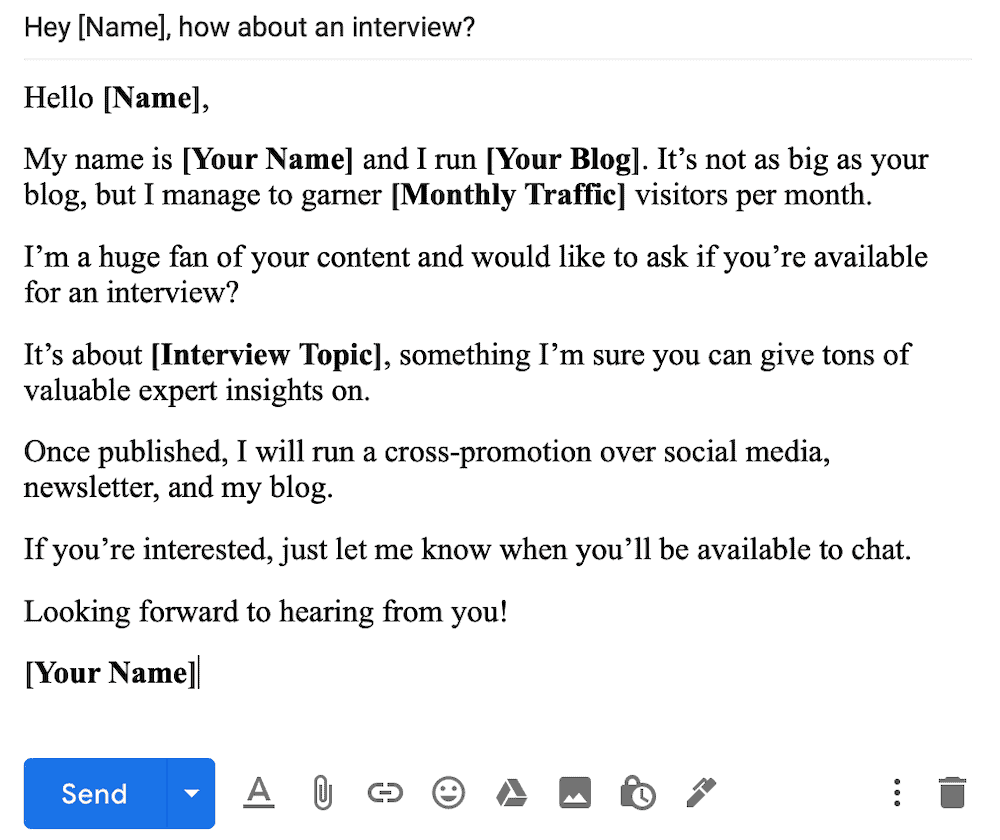 Gmail interview post example