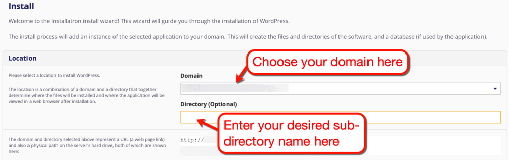 WordPress installation steps