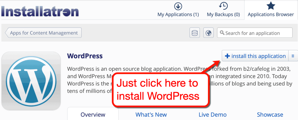 Installatron on GoDaddy