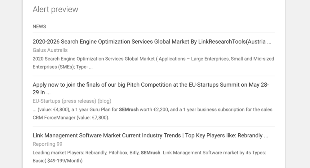 Google Alerts Preview