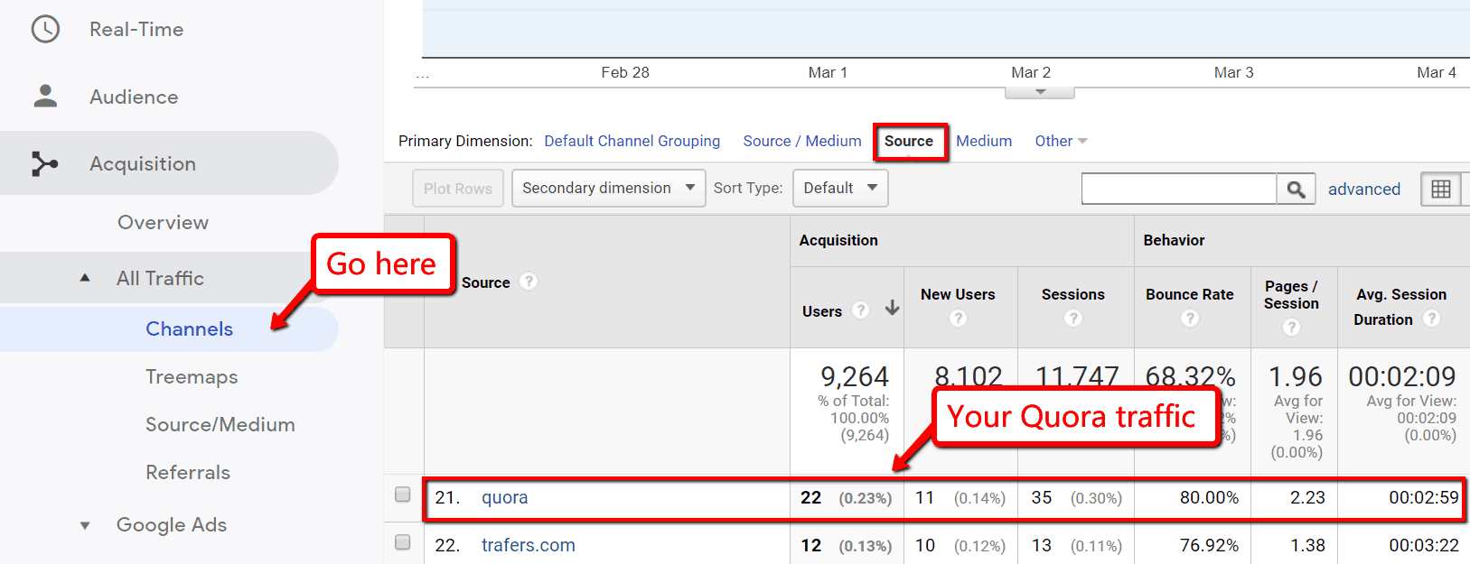 Google Analytics traffic source
